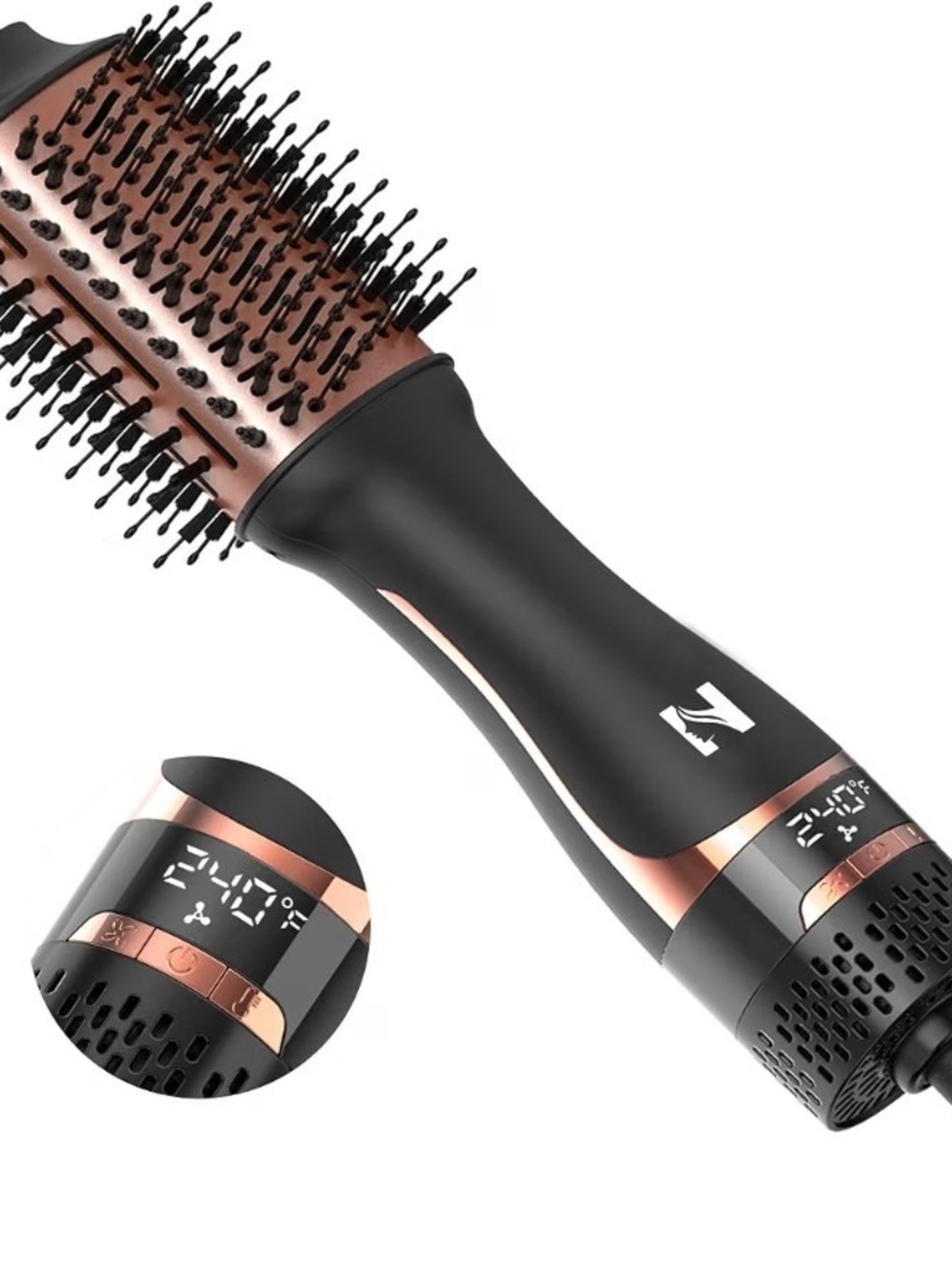 Black & Rose Gold Electric Hot Air Brush Hair Styler